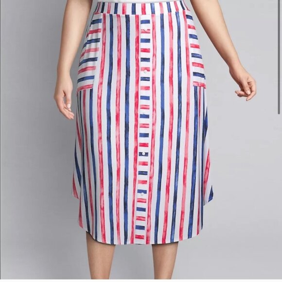 Lane Bryant Striped Crepe Midi Skirt - Picture 2 of 11
